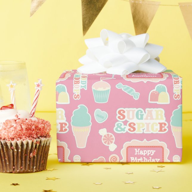 Sweet Things Personalised Birthday Wrapping Paper (Birthday Party)