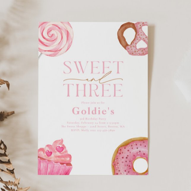 Sweet Three Birthday Party Invitations (Creator Uploaded)