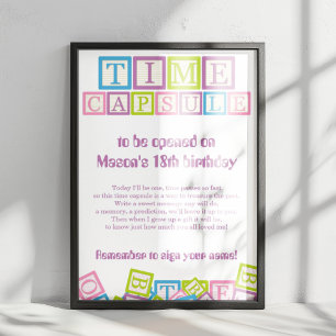 Sweet Time Capsule Blocks First Birthday Keepsake  Poster