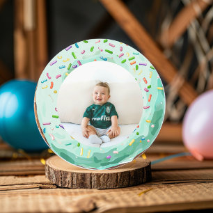 Sweet Time Pastel Green Doughnut Birthday Classic Round Sticker