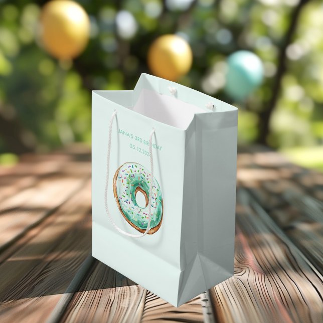 Sweet Time Pastel Green  Doughnut Birthday  Medium Gift Bag (Creator Uploaded)