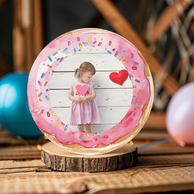 Sweet Time Pastel Pink Doughnut Birthday Classic Round Sticker (Creator Uploaded)