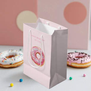 Sweet Time Pastel Pink Doughnut Birthday Medium Gift Bag