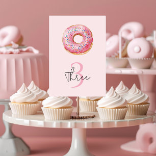 Sweet Time Pastel Pink Doughnut Birthday  Table Number
