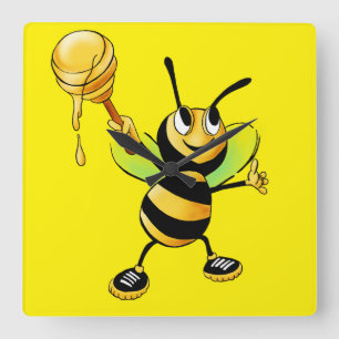 Sweet Time with Our Honey Bee Clock! 🍯🐝 Square Wall Clock