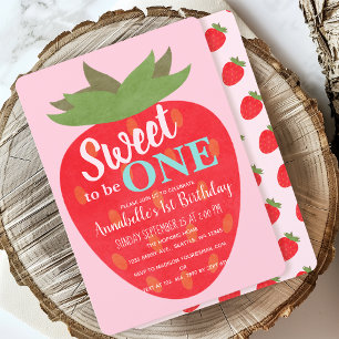 Sweet to be One Strawberry Kids First Birthday Invitation