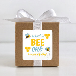 Sweet to Bee One 1st Bee Day Birthday Party Square Sticker