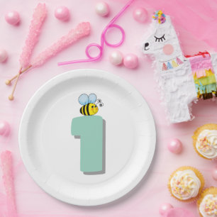 Sweet to Bee One 1st Birthday Cute Bumble Bee Paper Plate