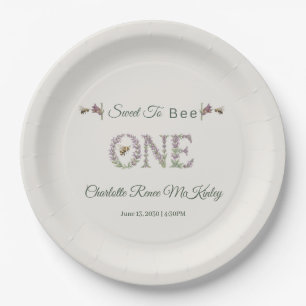 Sweet To Bee One 1st Birthday Lavender Watercolor Paper Plate