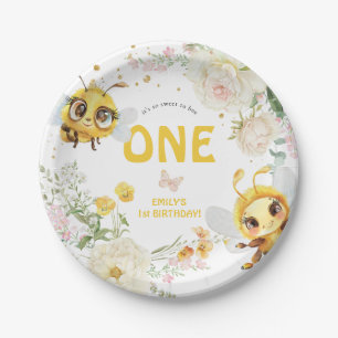 Sweet to Bee ONE' 1st Birthday Paper Plate