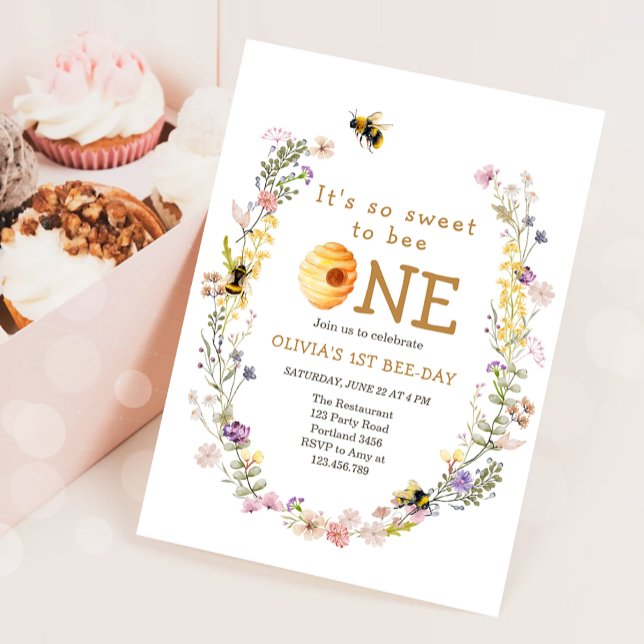 Sweet to Bee One Cute Honey Girl First Birthday Invitation (Creator Uploaded)