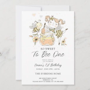 Sweet To Bee One Honey 1st Birthday  Invitation