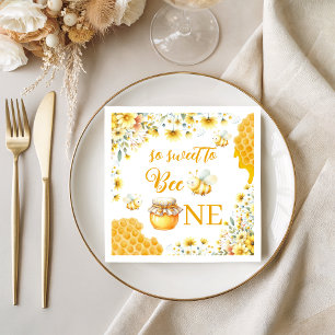Sweet to Bee One Yellow Floral Napkins