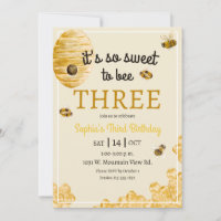 Sweet to Bee Three Honeycomb Bees Third Birthday