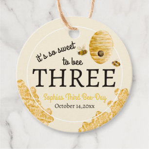 Sweet To Bee Three Third Birthday Bees Honeycomb Favour Tags