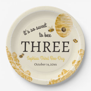 Sweet To Bee Three Third Birthday Bees Honeycomb Paper Plate