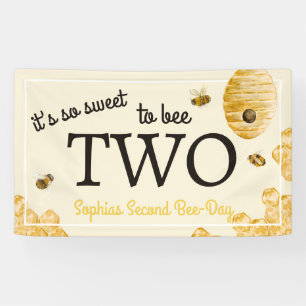 Sweet To Bee Two Second Birthday Bees Honeycomb Banner