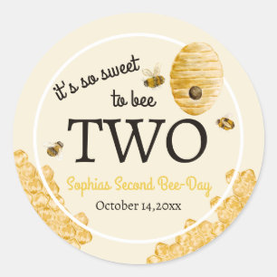 Sweet To Bee Two Second Birthday Bees Honeycomb Classic Round Sticker