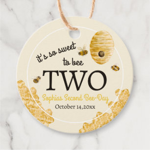 Sweet To Bee Two Second Birthday Bees Honeycomb Favour Tags