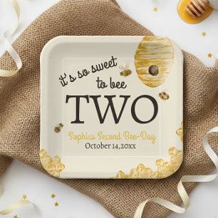 Sweet To Bee Two Second Birthday Bees Honeycomb Paper Plate