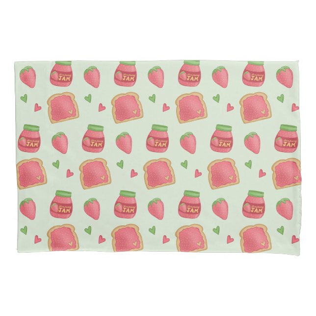Sweet Toast and Strawberry Jam Pattern Pillowcase (Front)
