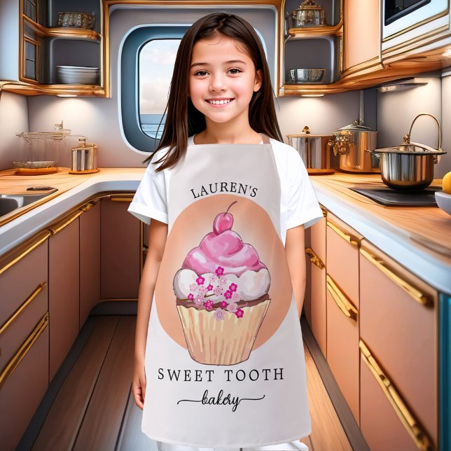 Sweet Tooth Cupcake Cute Bakery Chef  Apron (A cute and girly sweet cupcake bakery chef apron - for children and adults)
