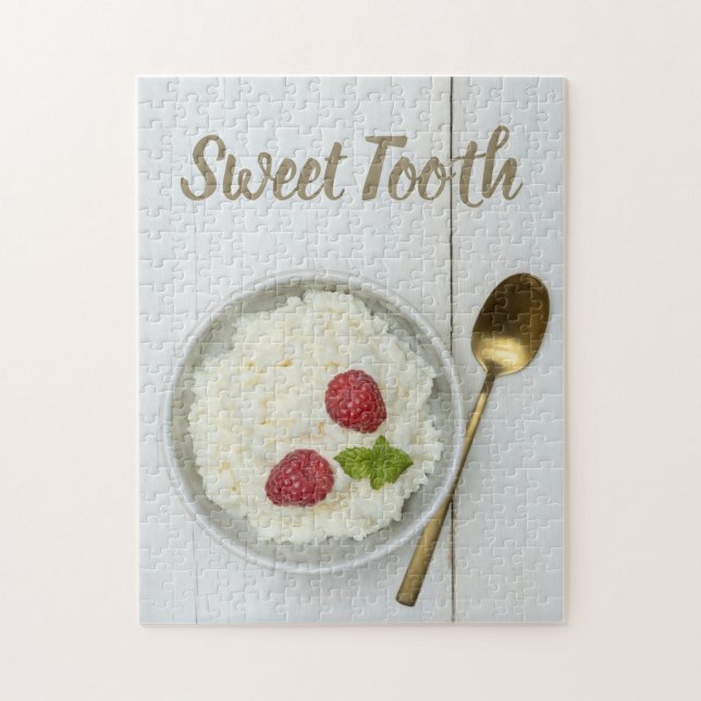 Sweet Tooth rice pudding with raspberries dessert Jigsaw Puzzle (Vertical)