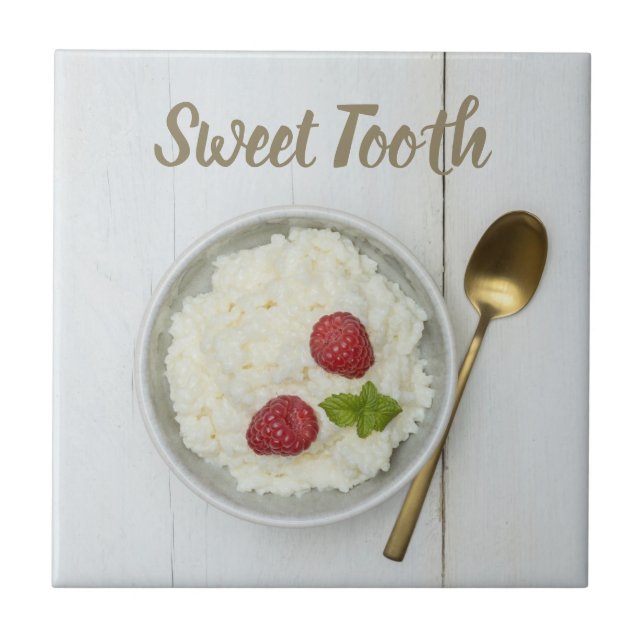 Sweet Tooth rice pudding with raspberries dessert Tile (Front)