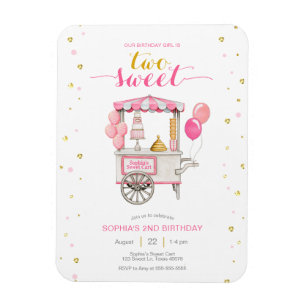 Sweet treat cart birthday party invitation magnet