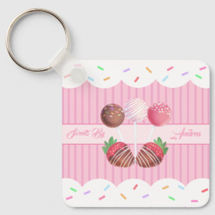 Sweet Treat Chocolate Strawberries And Cake Pops Key Ring