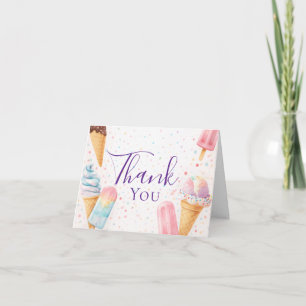 Sweet Treat Ice Cream Baby Shower Sprinkle Blank Thank You Card