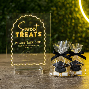 Sweet Treat Wavy Arch Yellow Neon Graduation Party Acrylic Sign