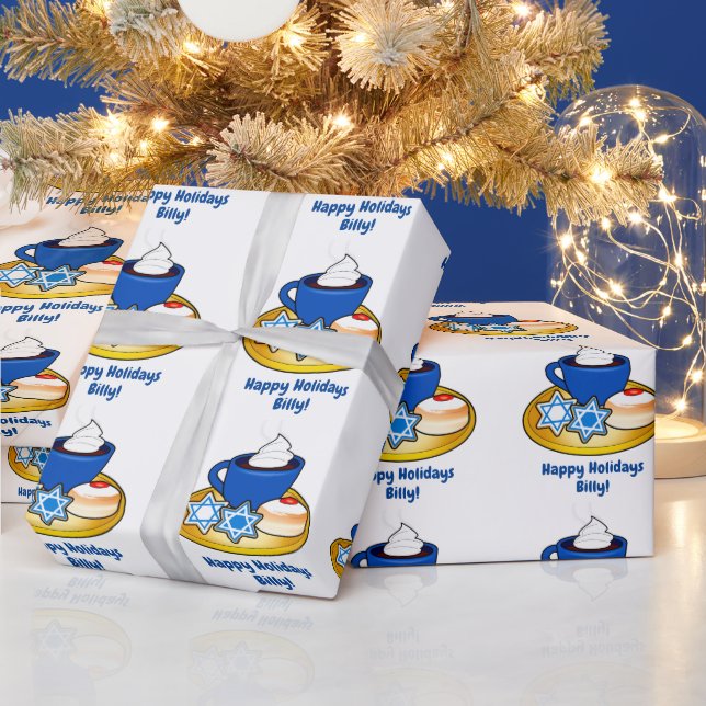 Sweet Treats at Hanukkah Name Customisable Wrapping Paper (Holidays)