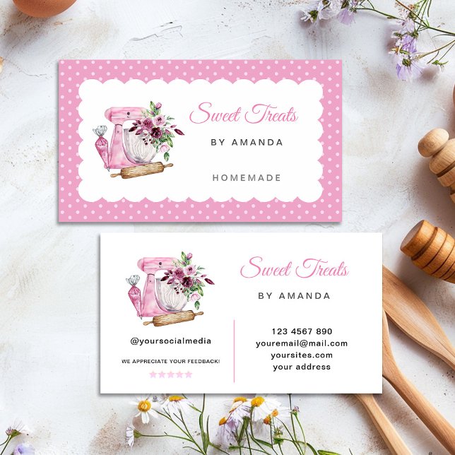 Sweet Treats Bakery Pink Business Card (Creator Uploaded)