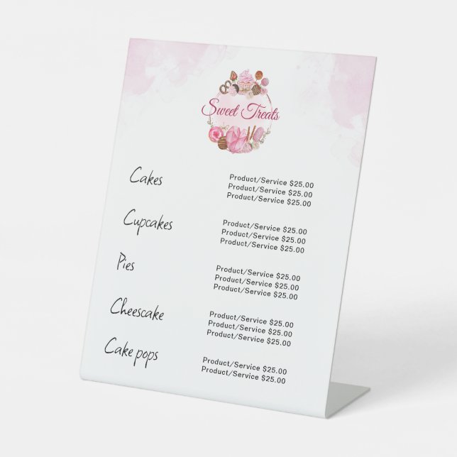 Sweet Treats Bakery Price Pedestal Sign (Front)