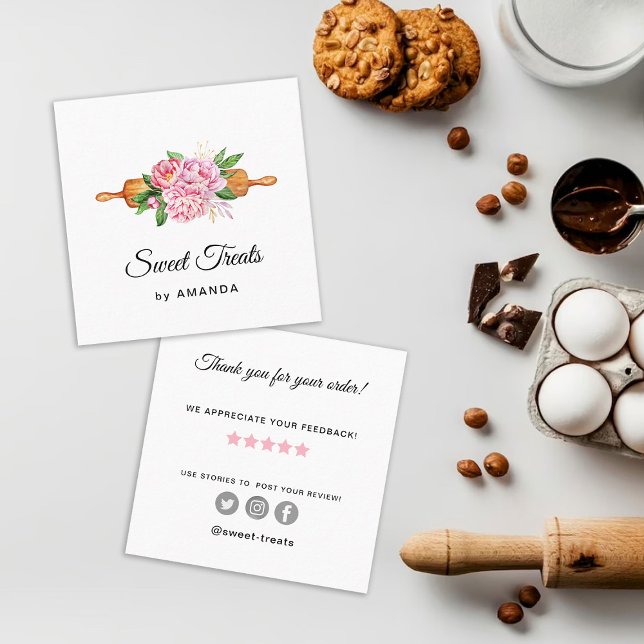 Sweet Treats bakery Thank you Square Business Card (Creator Uploaded)