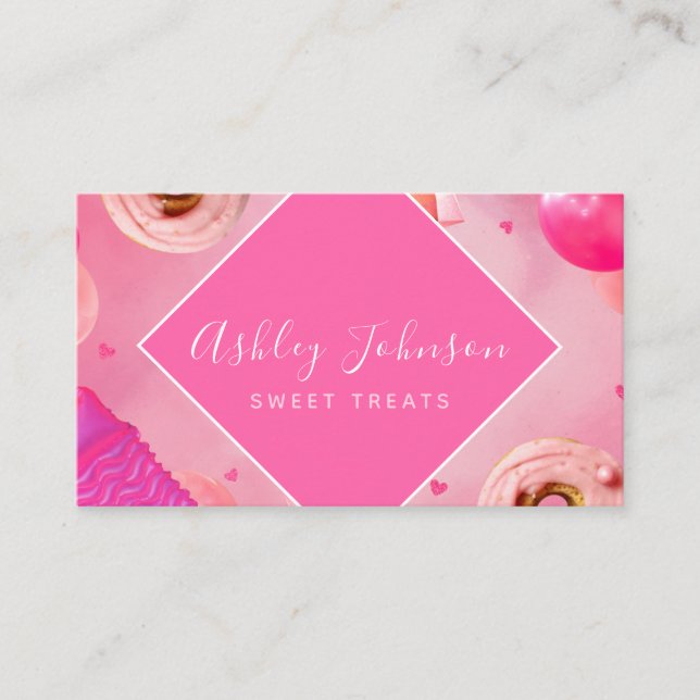 Sweet Treats Bakery Wedding Cakes Social Media  Business Card (Front)