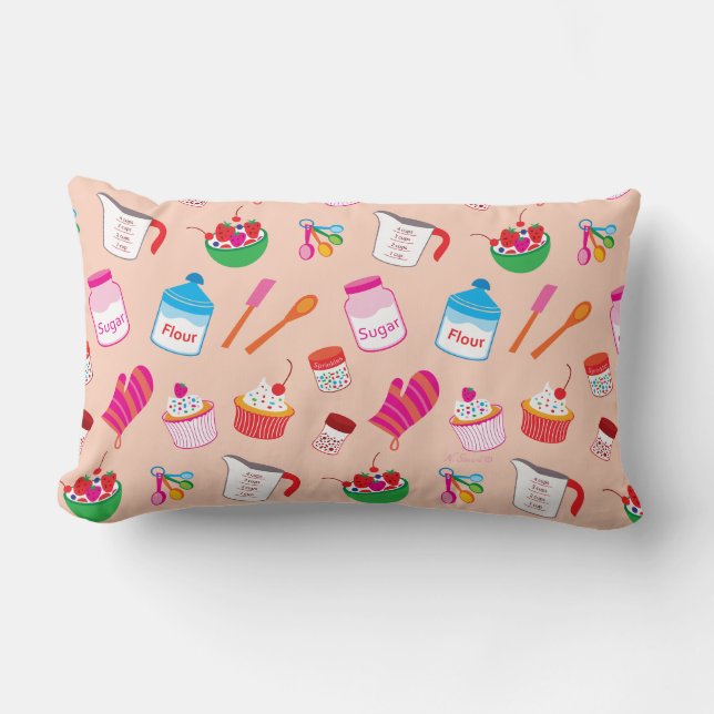 Sweet Treats Baking Pattern Lumbar Cushion (Front)