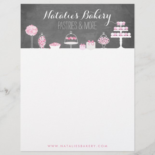 Sweet Treats Chalkboard Bakery Business Letterhead Design (Front)