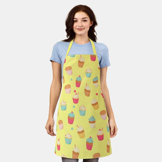 Sweet Treats Cupcake All-Over Print Apron (Worn)