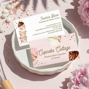 Sweet Treats Cupcakes & Cakes Elegant Floral  Business Card