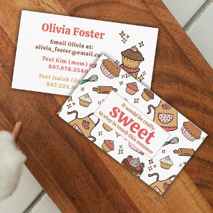 Sweet Treats Cupcakes Kids Contact Playdate Calling Card