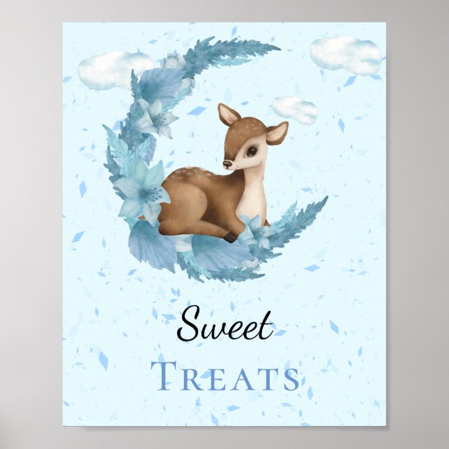 Sweet Treats Cute little Bambi blue clouds dust Poster (Front)