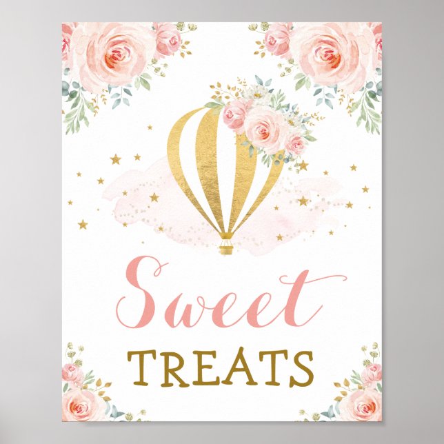Sweet Treats / Floral Hot Air Balloon Adventure Poster (Front)