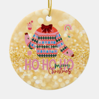Sweet Treats Girls Ugly Christmas Sweater Ceramic Tree Decoration