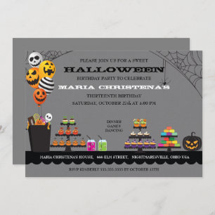 Sweet Treats Halloween Birthday Party Invitation