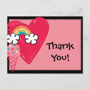 Sweet Treats Heart Rainbow Birthday Thank You Postcard