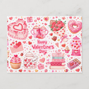 Sweet Treats & Hearts All-Over Love Postcard