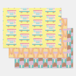 Sweet Treats Ice Cream Trio Wrapping Paper Sheet