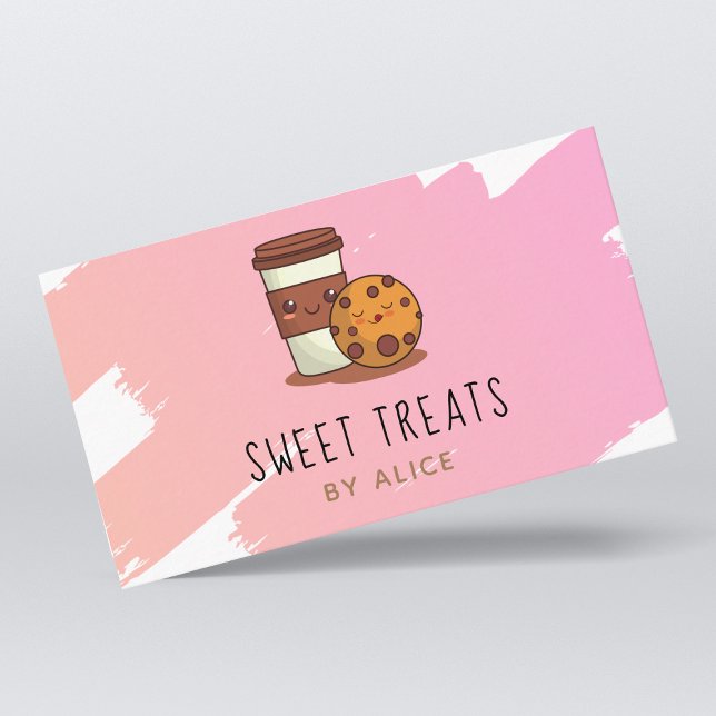 Sweet Treats Kawaii Coffee Cookie Bakery Cake Cute Business Card (Creator Uploaded)